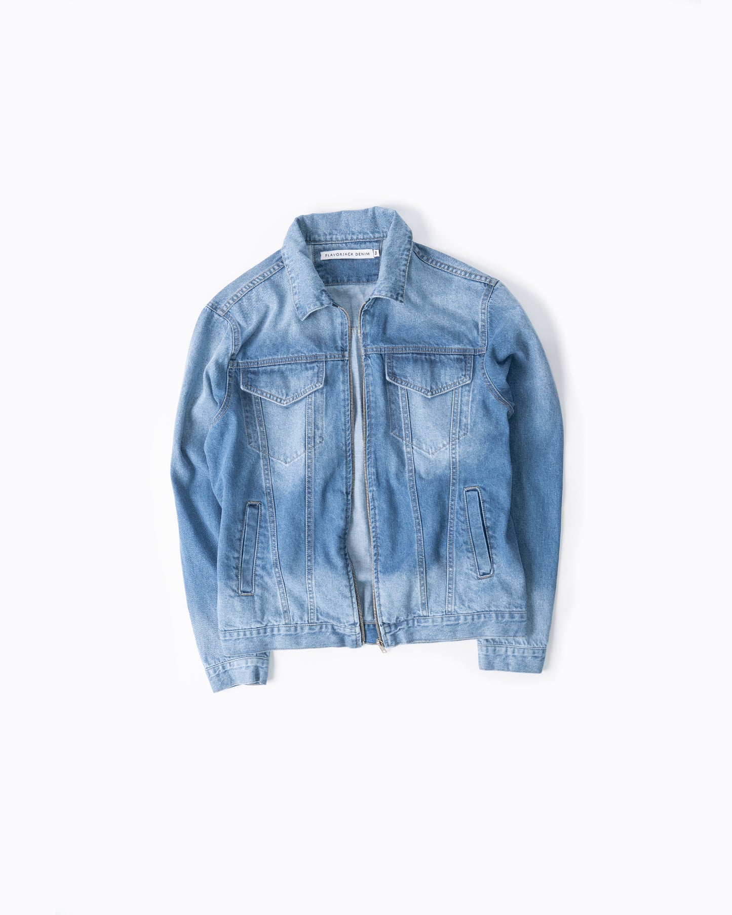 FJ Zipped Denim Jacket Light Blue