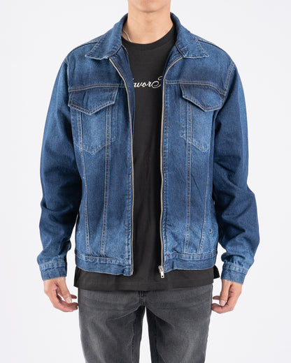 FJ Zipped Denim Jacket Blue