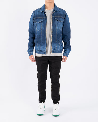 FJ Zipped Denim Jacket Blue