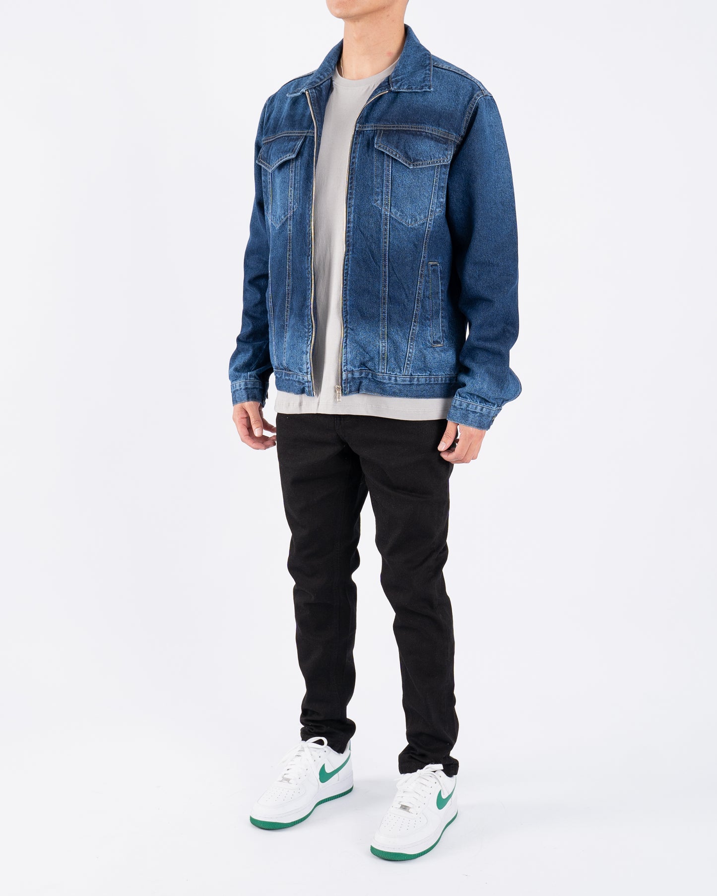 FJ Zipped Denim Jacket Blue