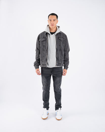 FJ Zipped Denim Jacket Grey