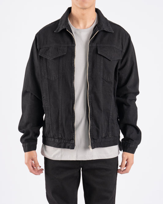 FJ Zipped Denim Jacket Black