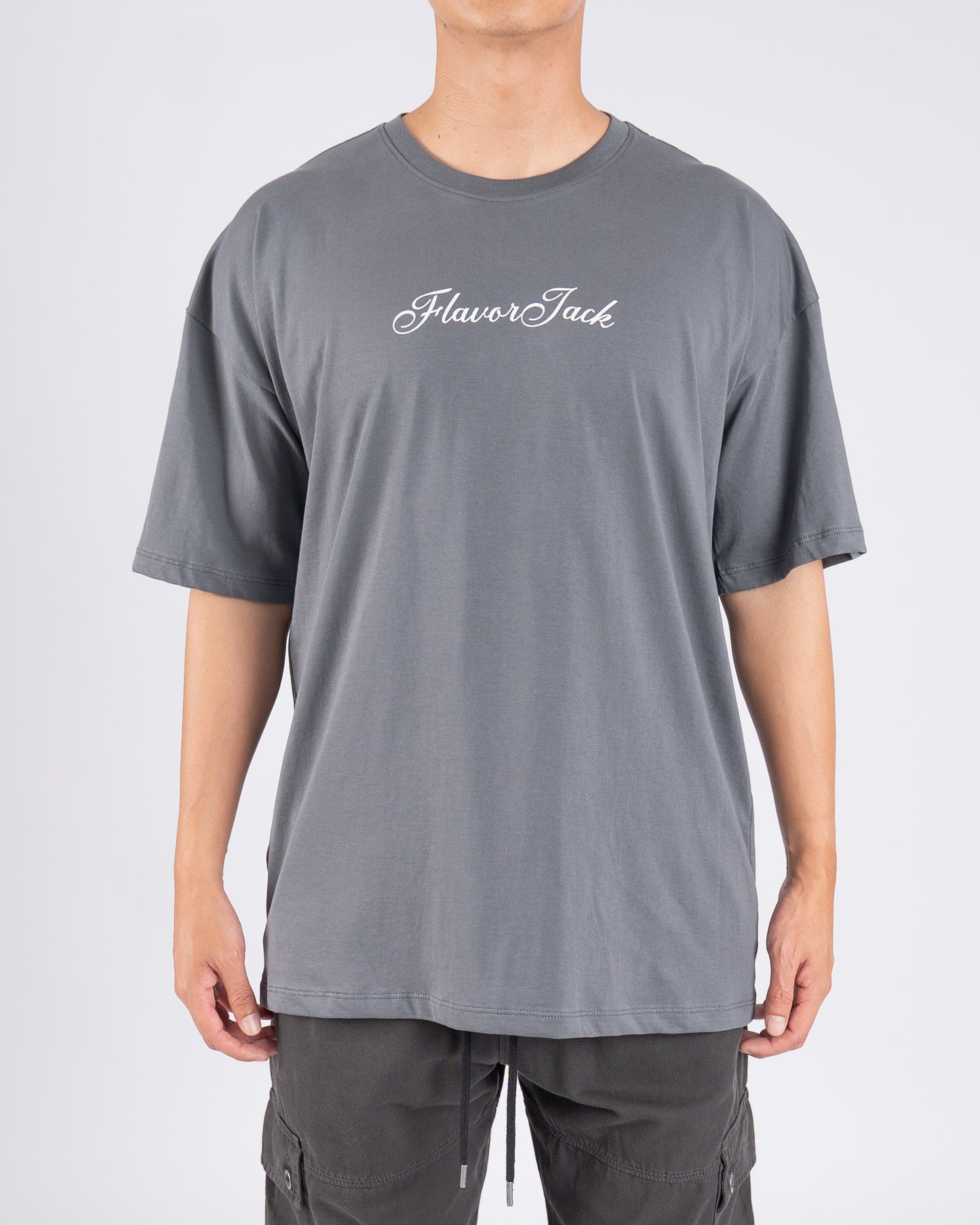 Script Oversize Tee Plomo