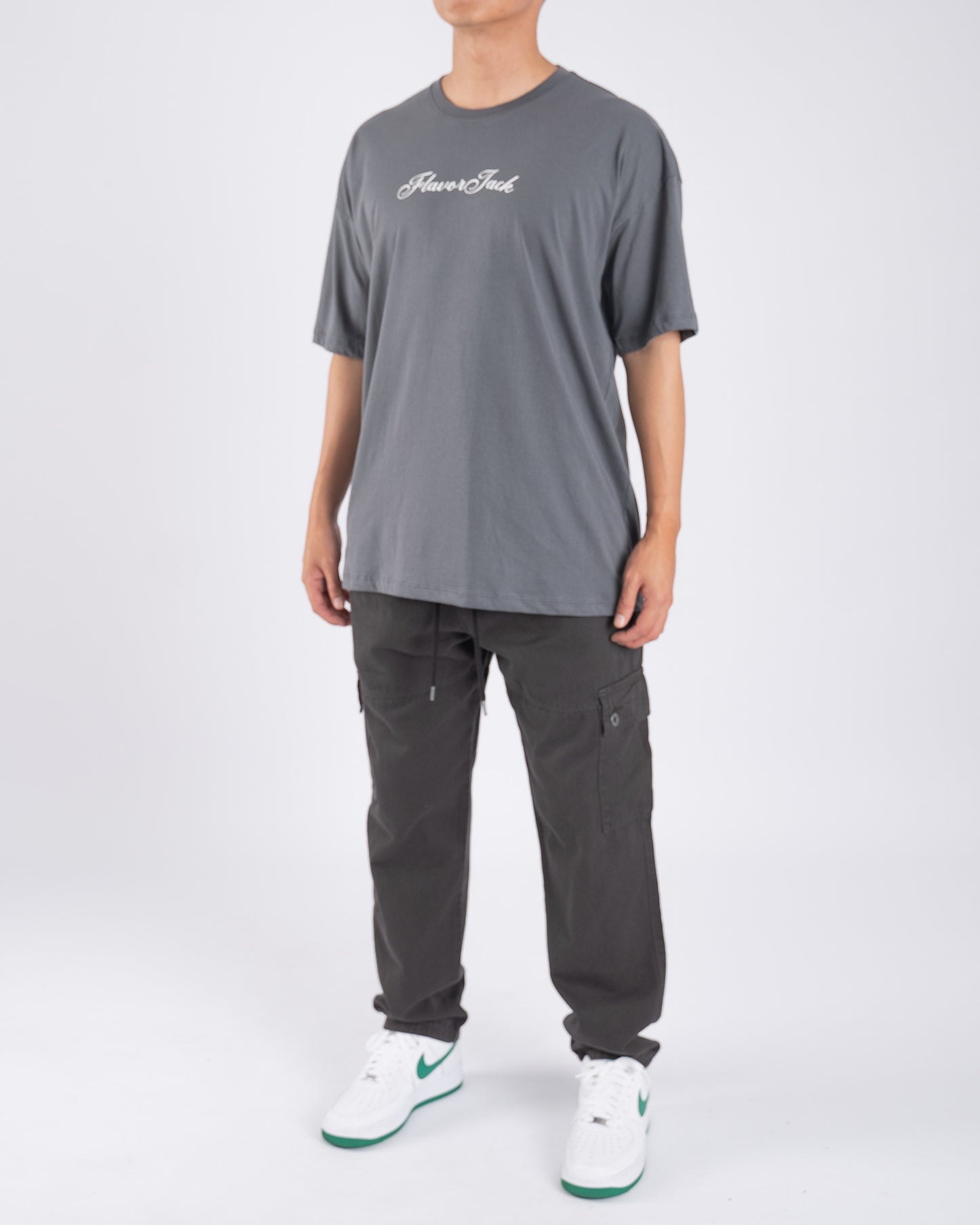 Script Oversize Tee Plomo