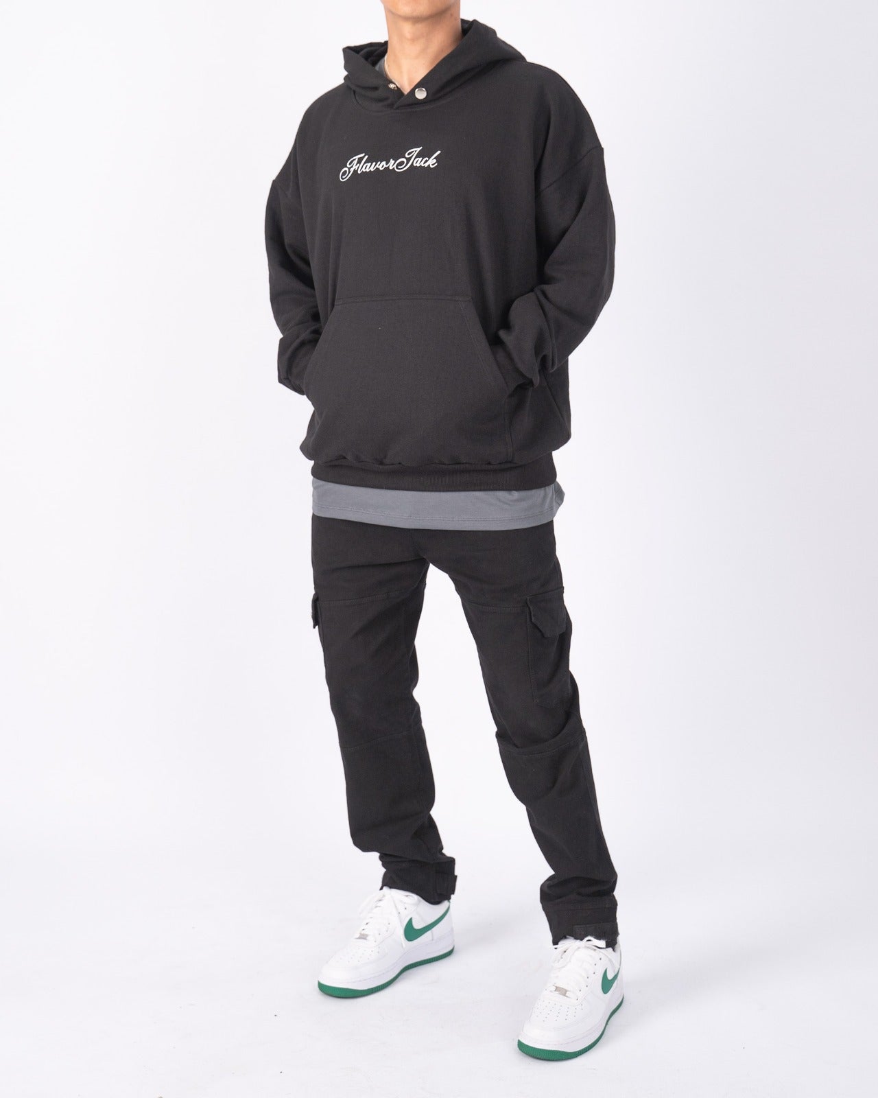 Script Oversize Hoodie Black